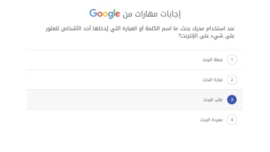 عند استخدام محرك بحث، ما اسم الكلمة أو العبارة التي يُدخلها أحد الأشخاص للعثور على شيء على الإنترنت؟